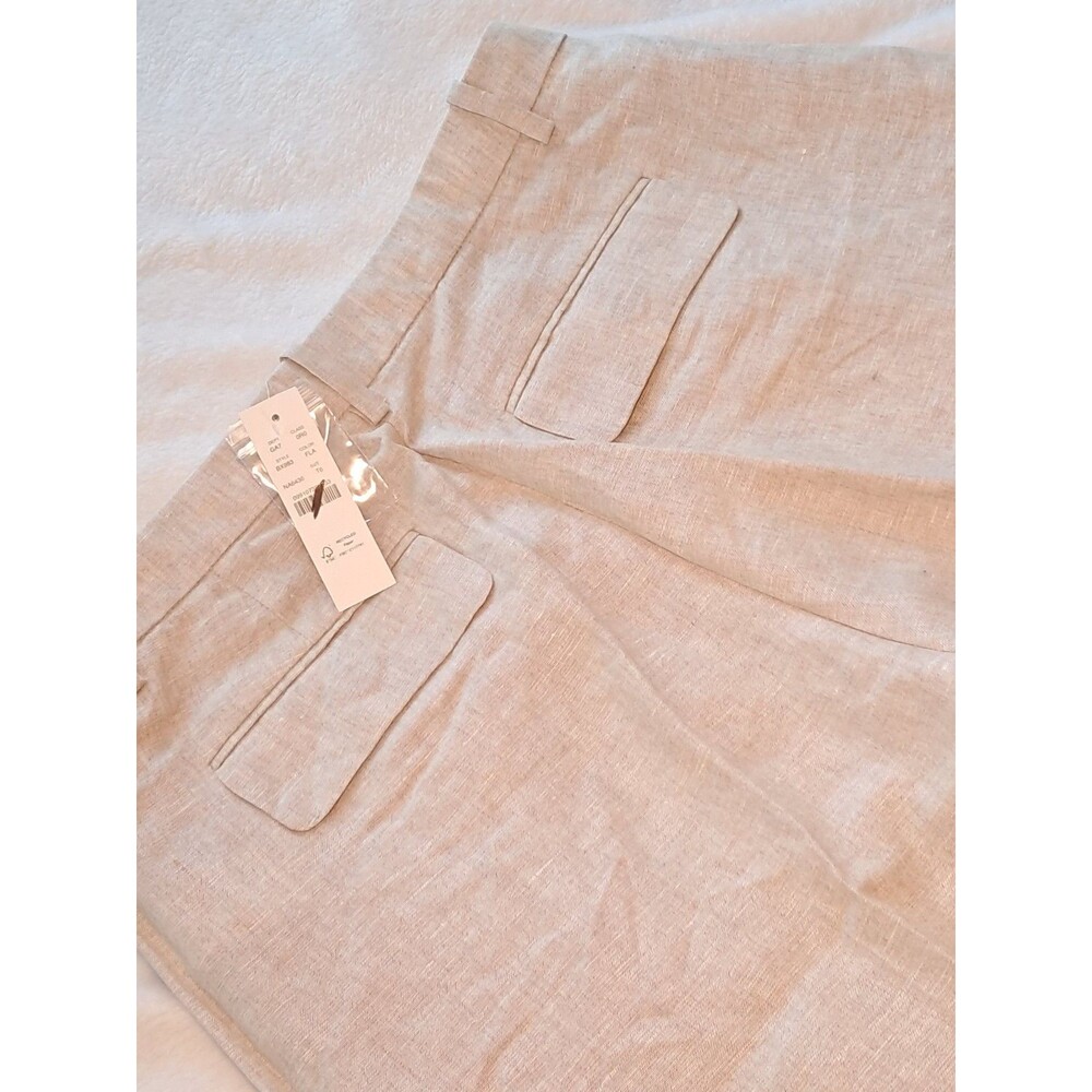 J. Crew Tall Wide-Leg Essential Pant In 100% Linen Beige BX983 Size 6T NWT - Picture 7 of 11